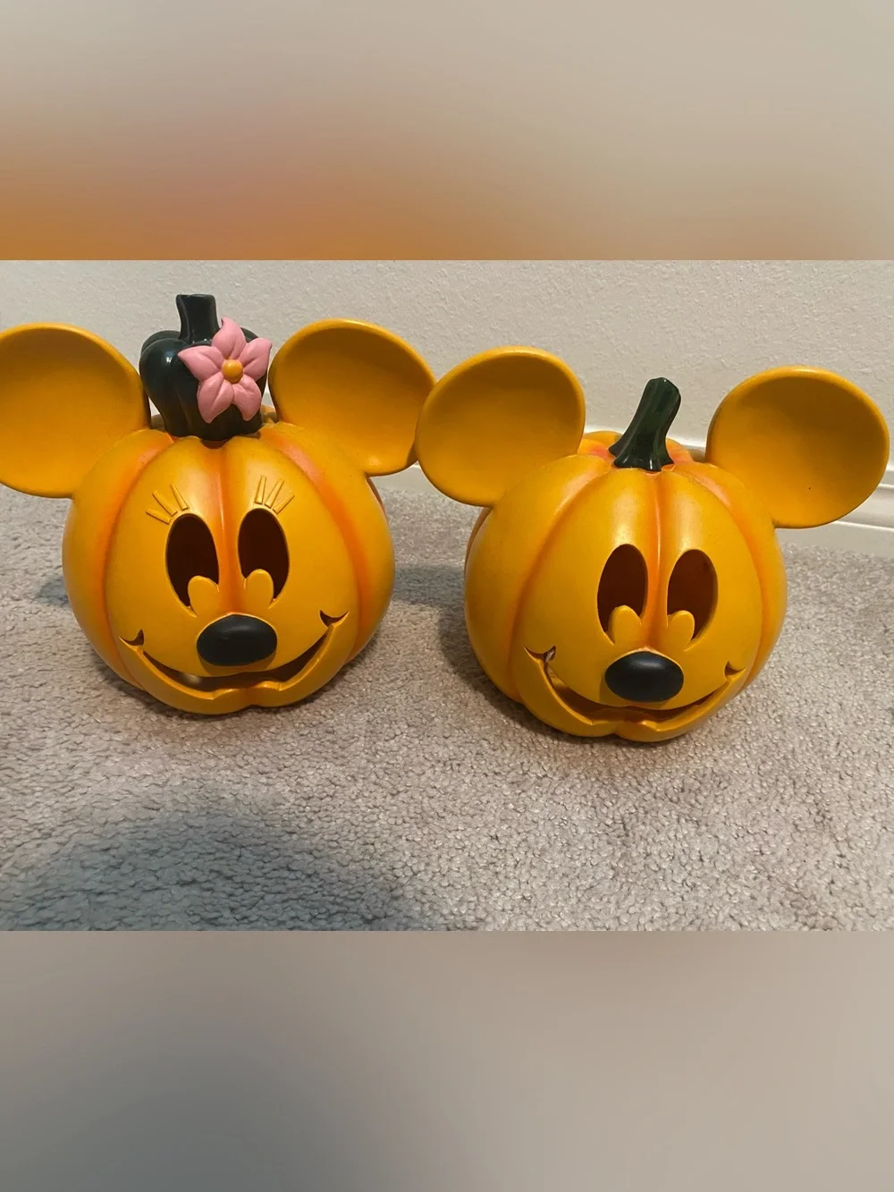 Mickey & Minnie Pumpkin Heads Halloween Décor